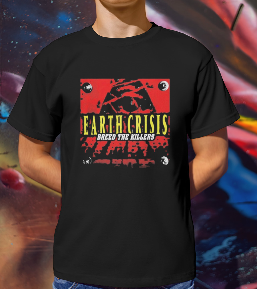 Earth Crisis Breed The Killers Yellow Text Red Background T-Shirt