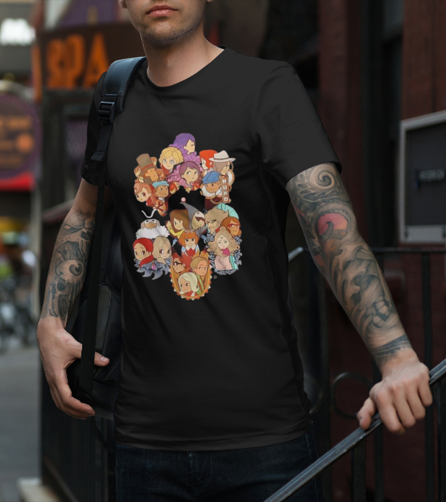 Professor Layton Every Puzzle Has An Answer With Iconic Character Collage T-Shirt