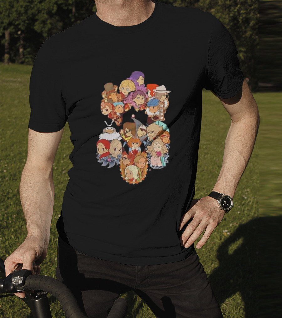 Professor Layton Every Puzzle Has An Answer With Iconic Character Collage T-Shirt