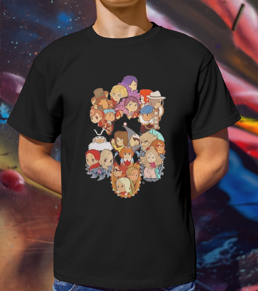 Professor Layton Every Puzzle Has An Answer With Iconic Character Collage T-Shirt
