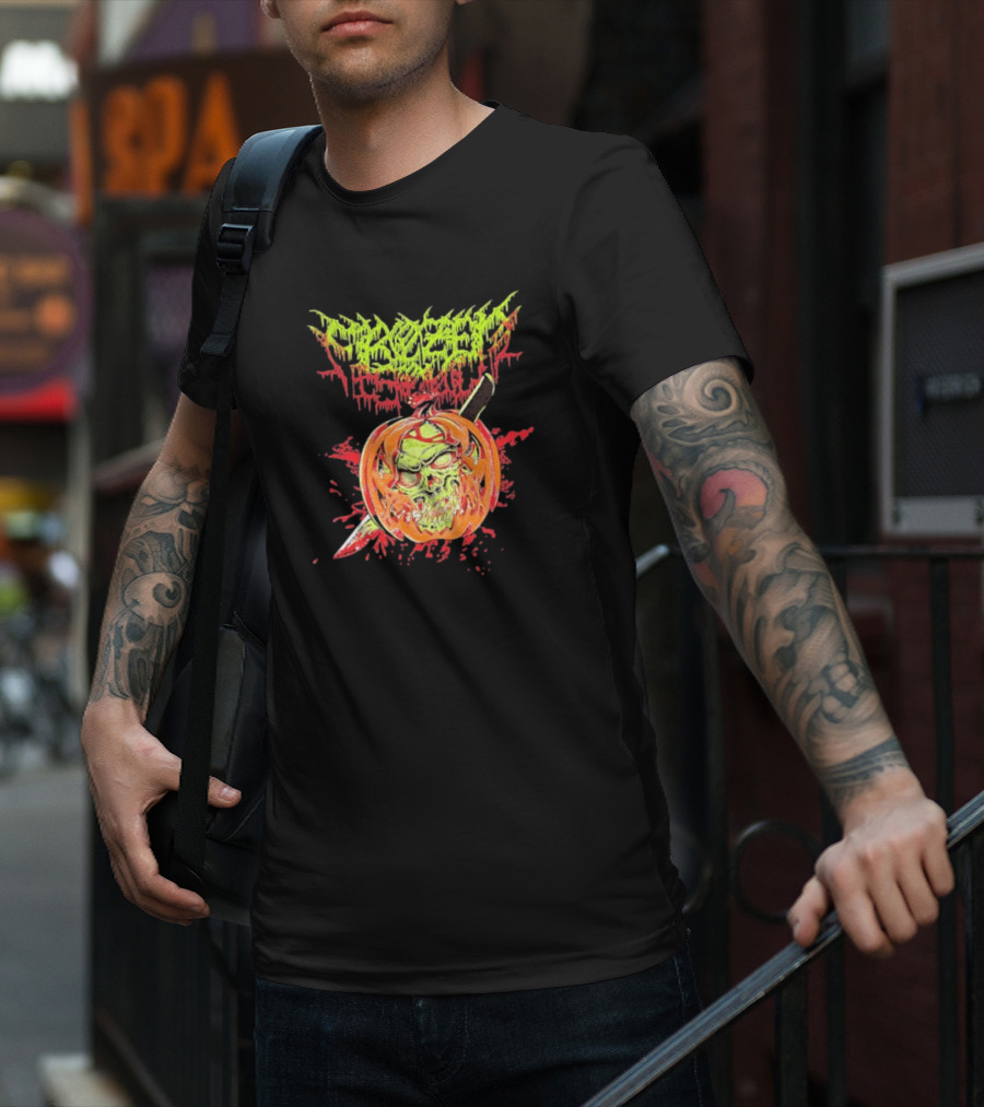 Frozen Soul Pumpkin Skull Knife Horror Graphic T-Shirt