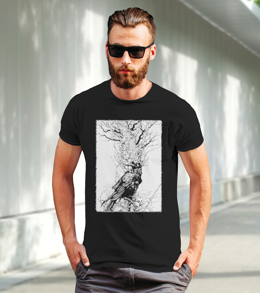 Fajar Allanda Raven Crow Art By Fajar Aeon Tree Illustration T-Shirt