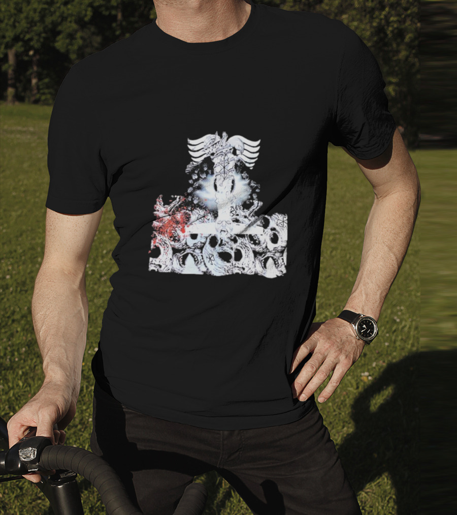Ghost Supply Rare Rivalry Nordic Inspired Winged Cross And Serpent Motif T-Shirt