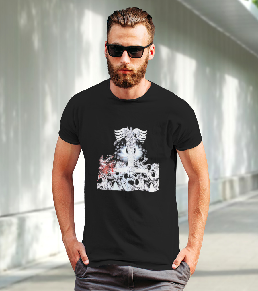 Ghost Supply Rare Rivalry Nordic Inspired Winged Cross And Serpent Motif T-Shirt