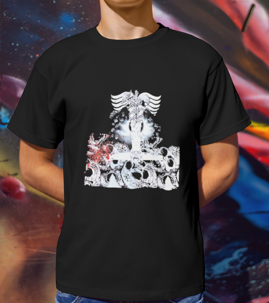 Ghost Supply Rare Rivalry Nordic Inspired Winged Cross And Serpent Motif T-Shirt