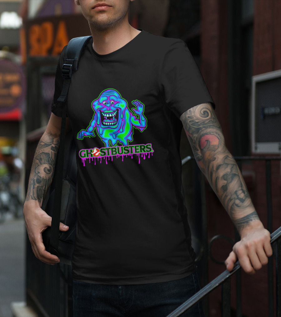 Ghostbusters Slimer Neon Little Spud Cartoon Ooze Glow T-Shirt