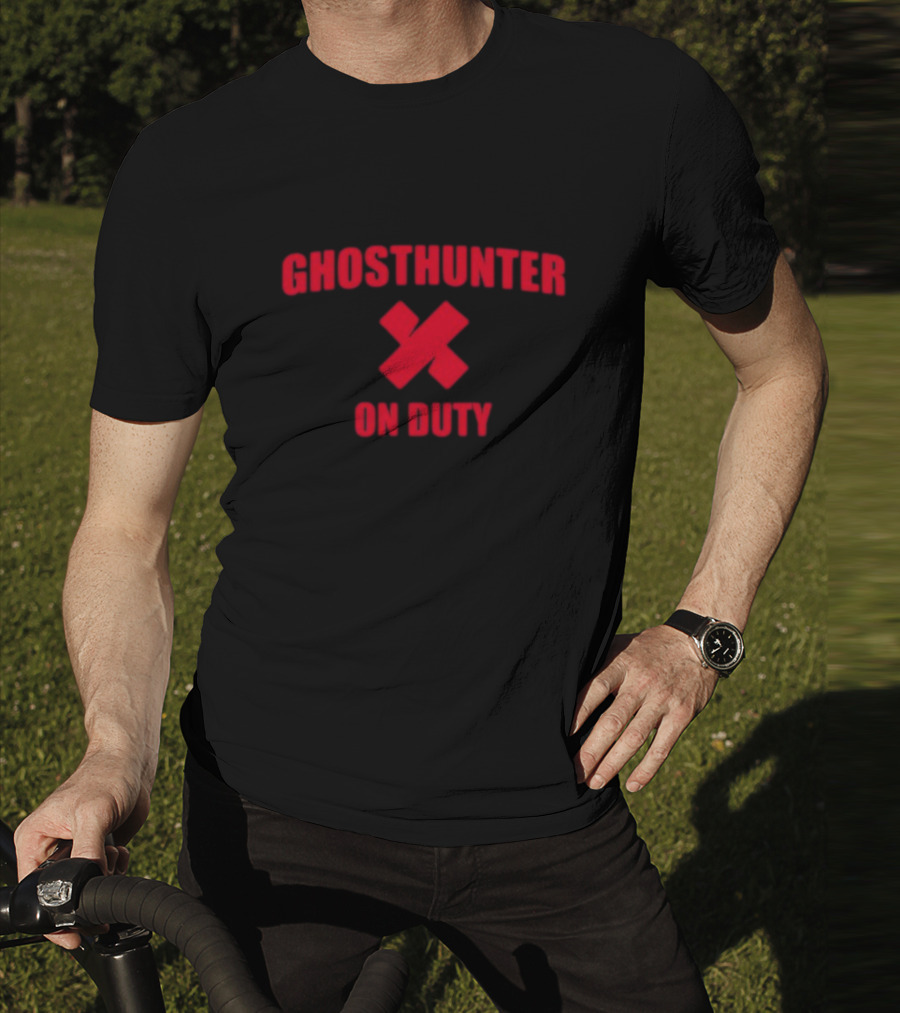 Ghosthunter On Duty Red Bold Font X Symbol T-Shirt