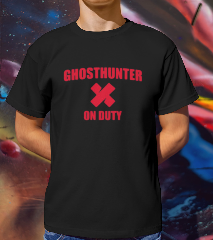 Ghosthunter On Duty Red Bold Font X Symbol T-Shirt