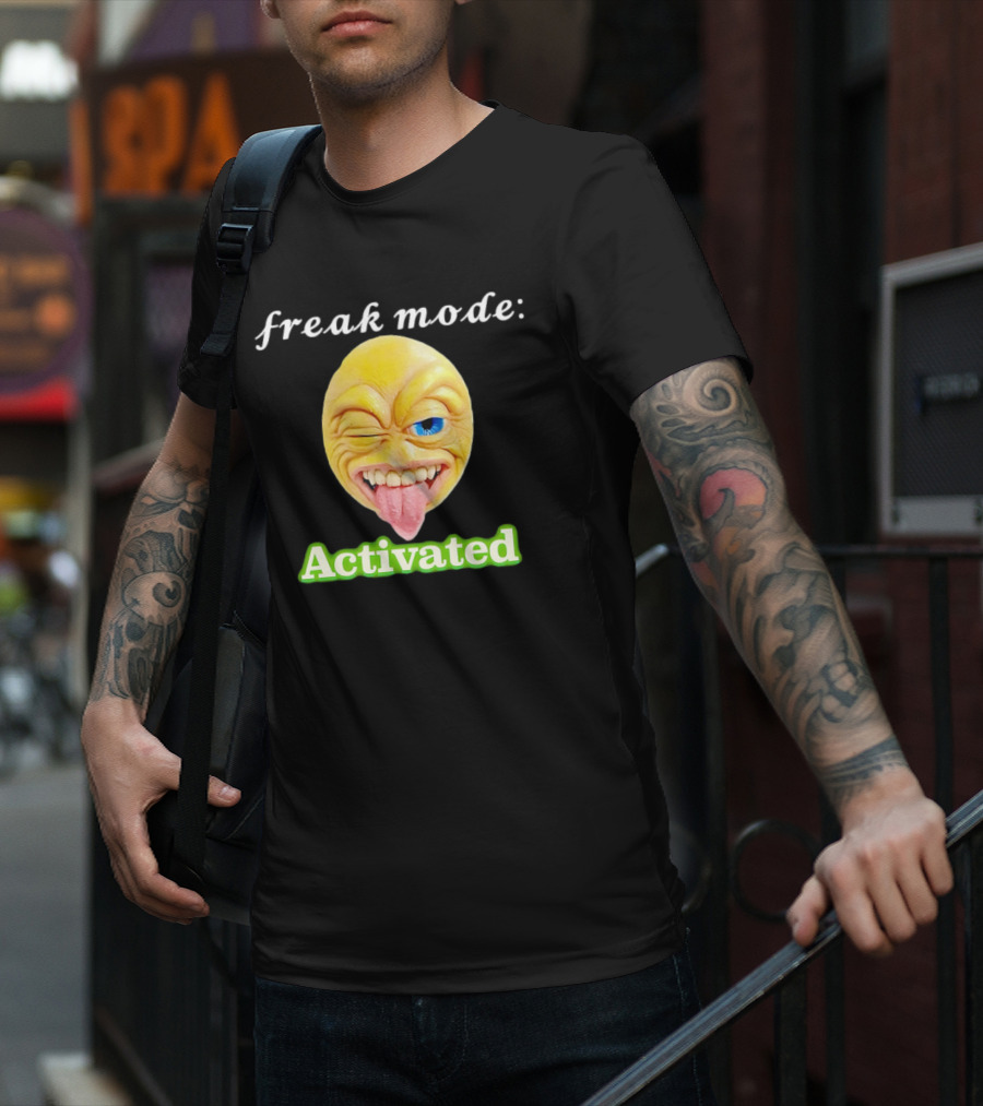 Freak Mode Activated Winking Tongue Out Emoji T-Shirt