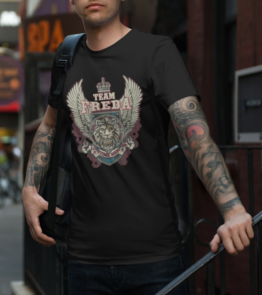 TEAM FREDA Lifetime Member Lion Crest Winged Emblem T-Shirt