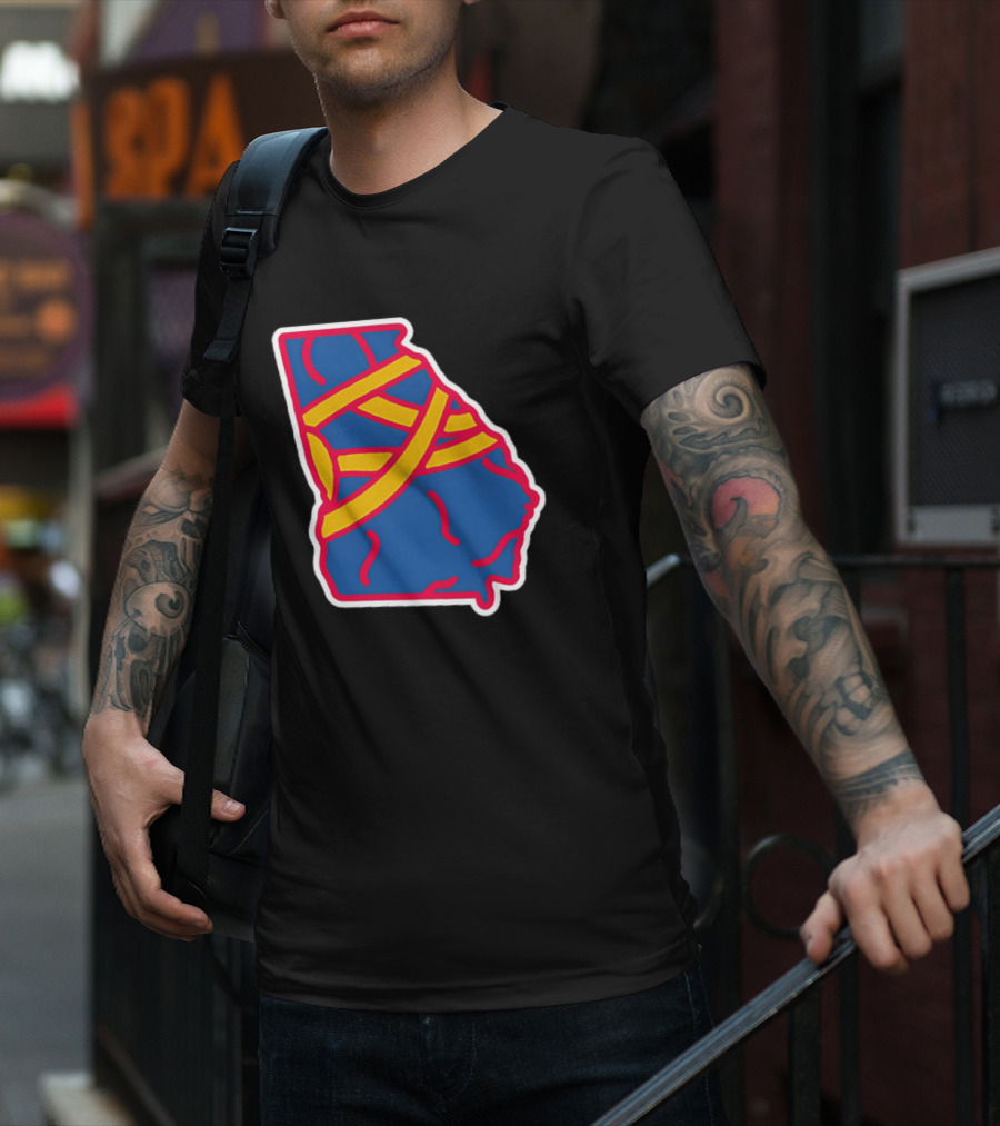 Friday Red State Stripe Atlanta Baseball Georgia Map T-Shirt