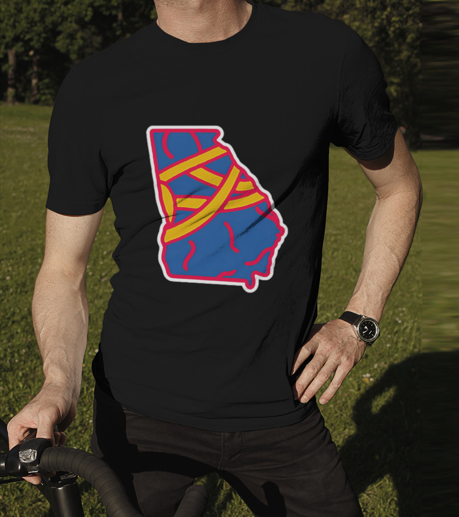 Friday Red State Stripe Atlanta Baseball Georgia Map T-Shirt