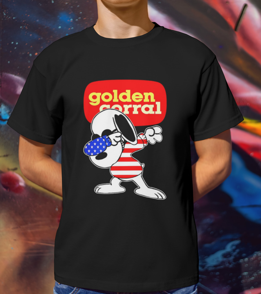 Golden Corral Snoopy Dabbing In American Flag Colors T-Shirt