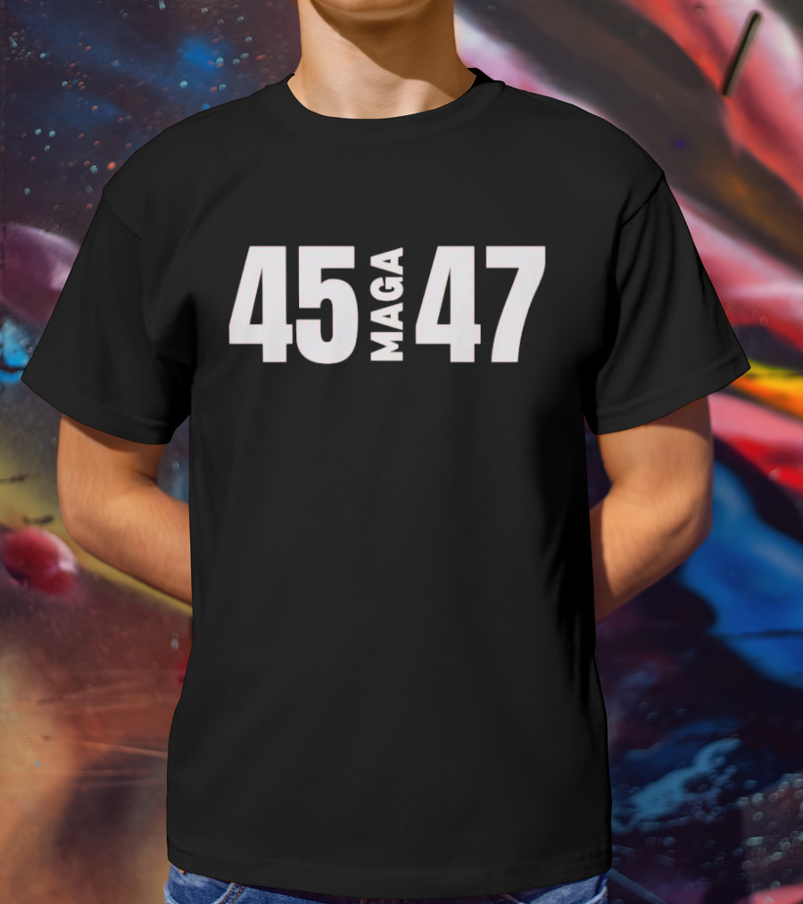 45 MAGA 47 White Bold Text Minimalist T-Shirt
