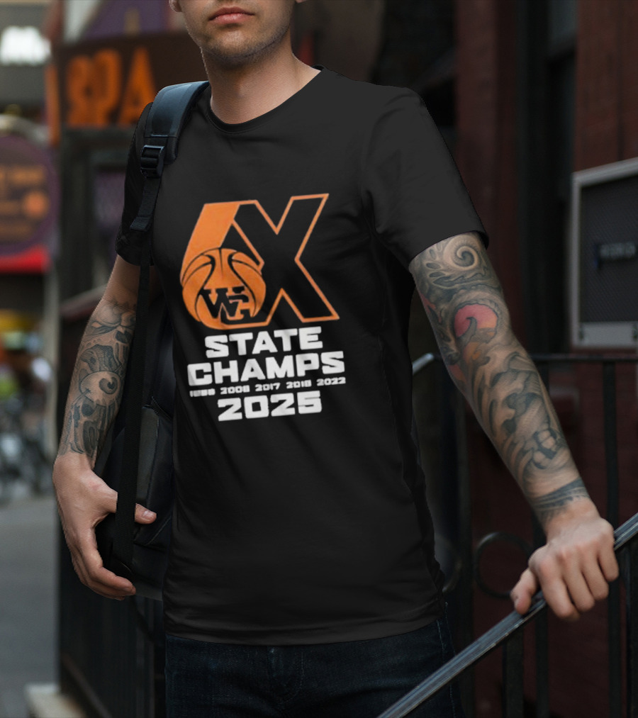 6X WG State Champs 2025 With Basketball Graphic T-Shirt