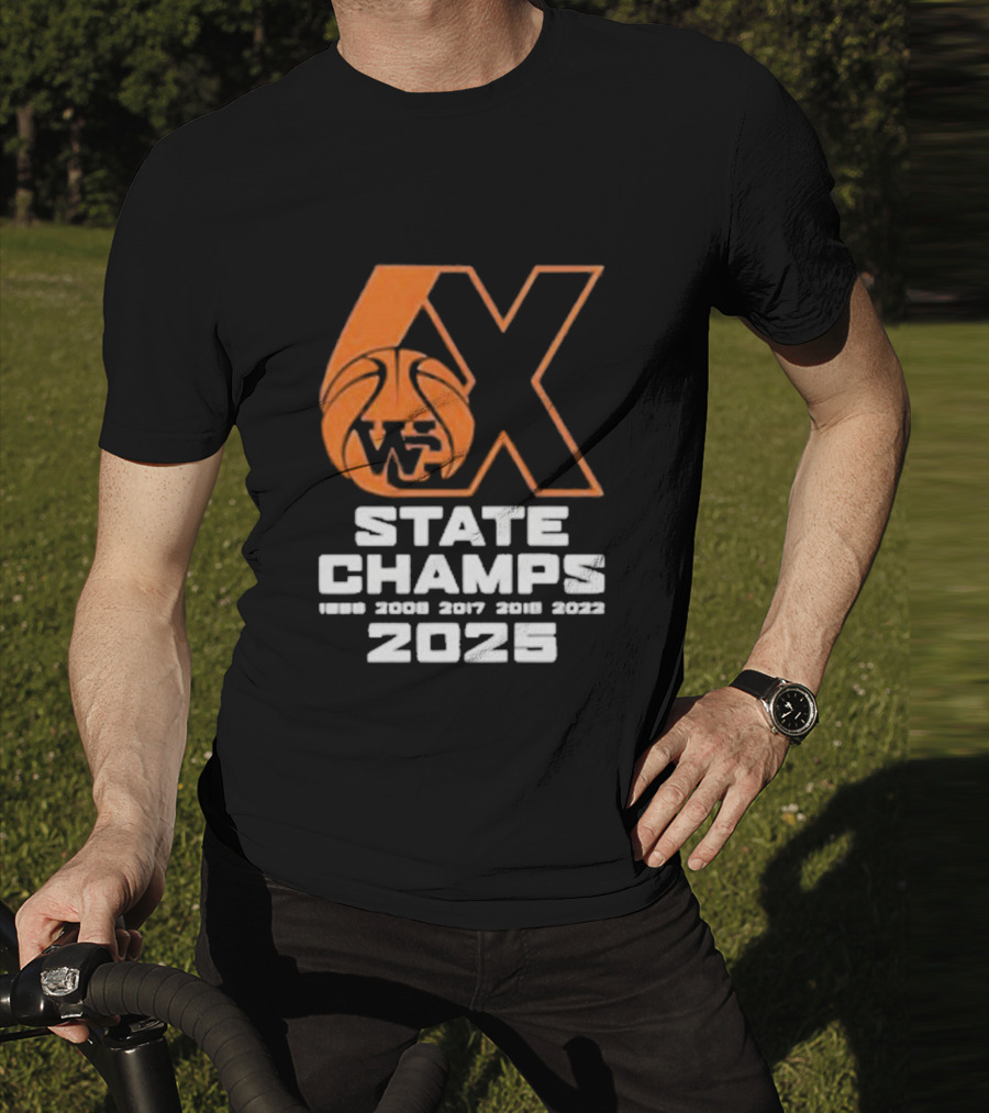 6X WG State Champs 2025 With Basketball Graphic T-Shirt