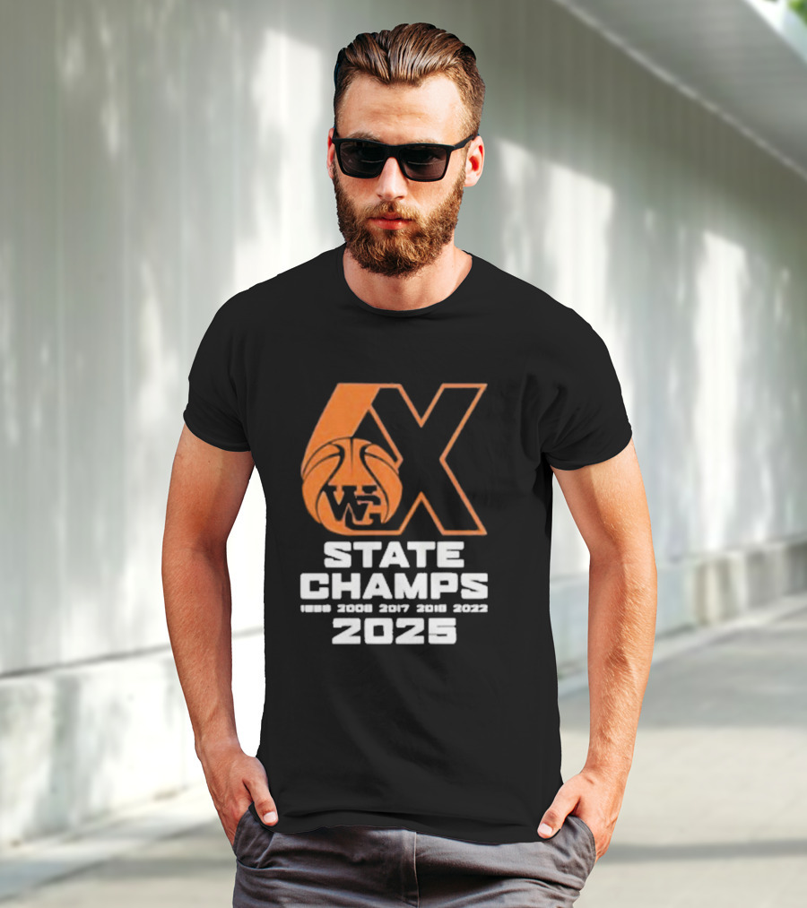 6X WG State Champs 2025 With Basketball Graphic T-Shirt