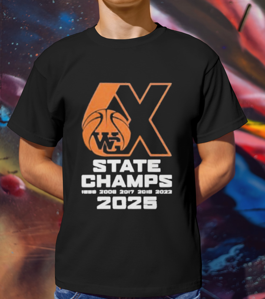 6X WG State Champs 2025 With Basketball Graphic T-Shirt