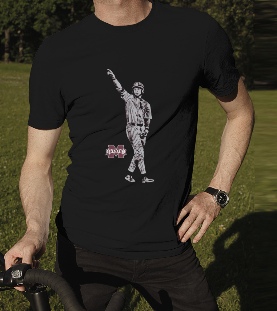Ace Reese Mississippi State Bulldogs Baseball Illustrated Maroon NCAA 2025 T-Shirt