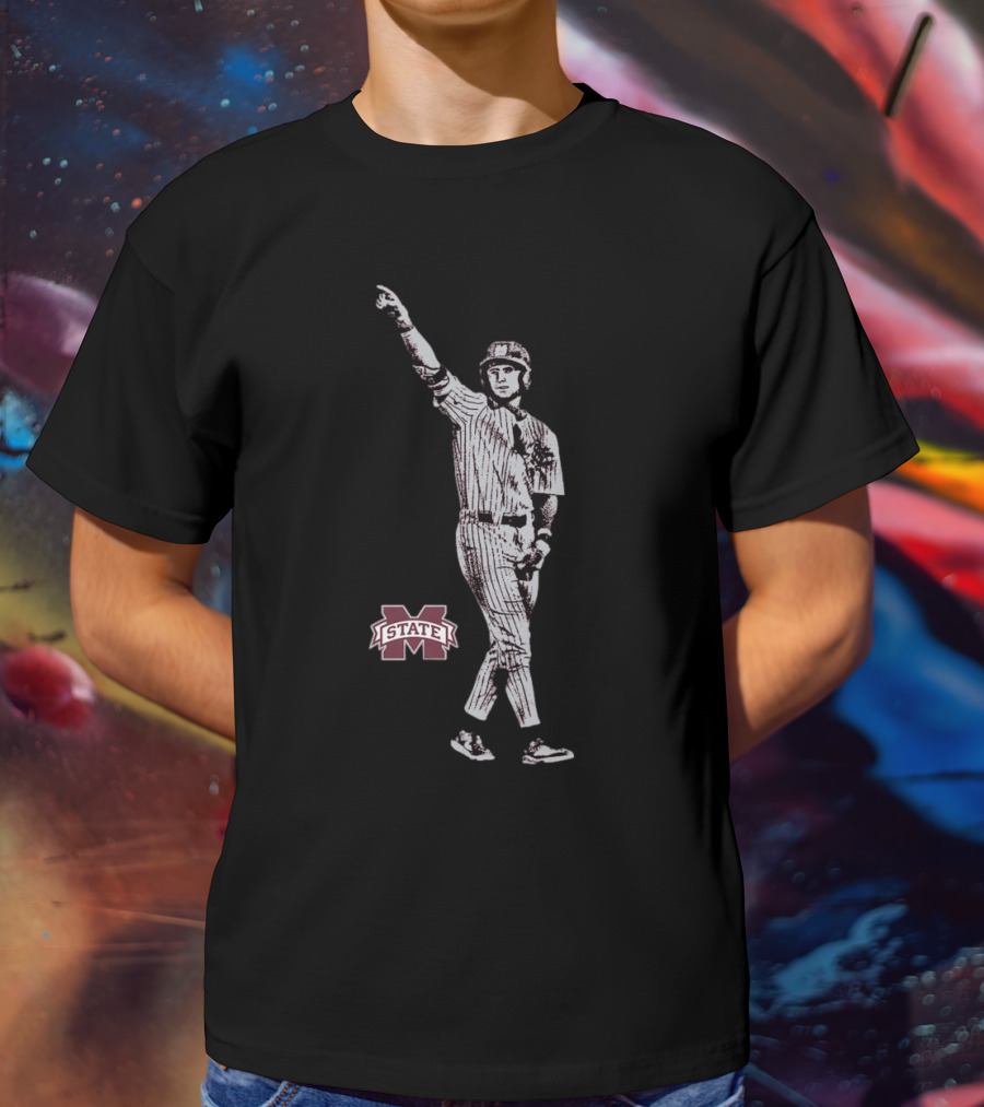 Ace Reese Mississippi State Bulldogs Baseball Illustrated Maroon NCAA 2025 T-Shirt