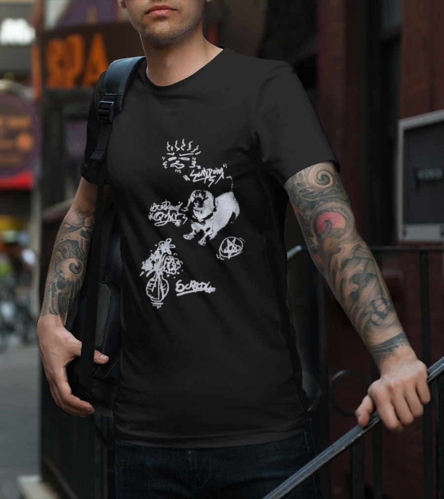 Aelfric Eden Graffiti Dog Flower Crown Art Doodle T-Shirt