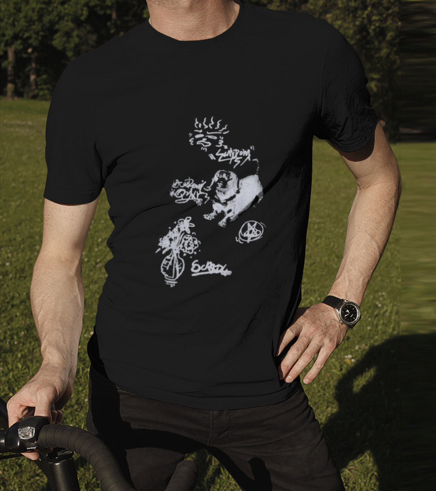 Aelfric Eden Graffiti Dog Flower Crown Art Doodle T-Shirt