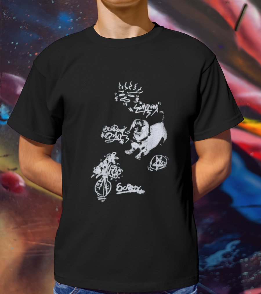Aelfric Eden Graffiti Dog Flower Crown Art Doodle T-Shirt