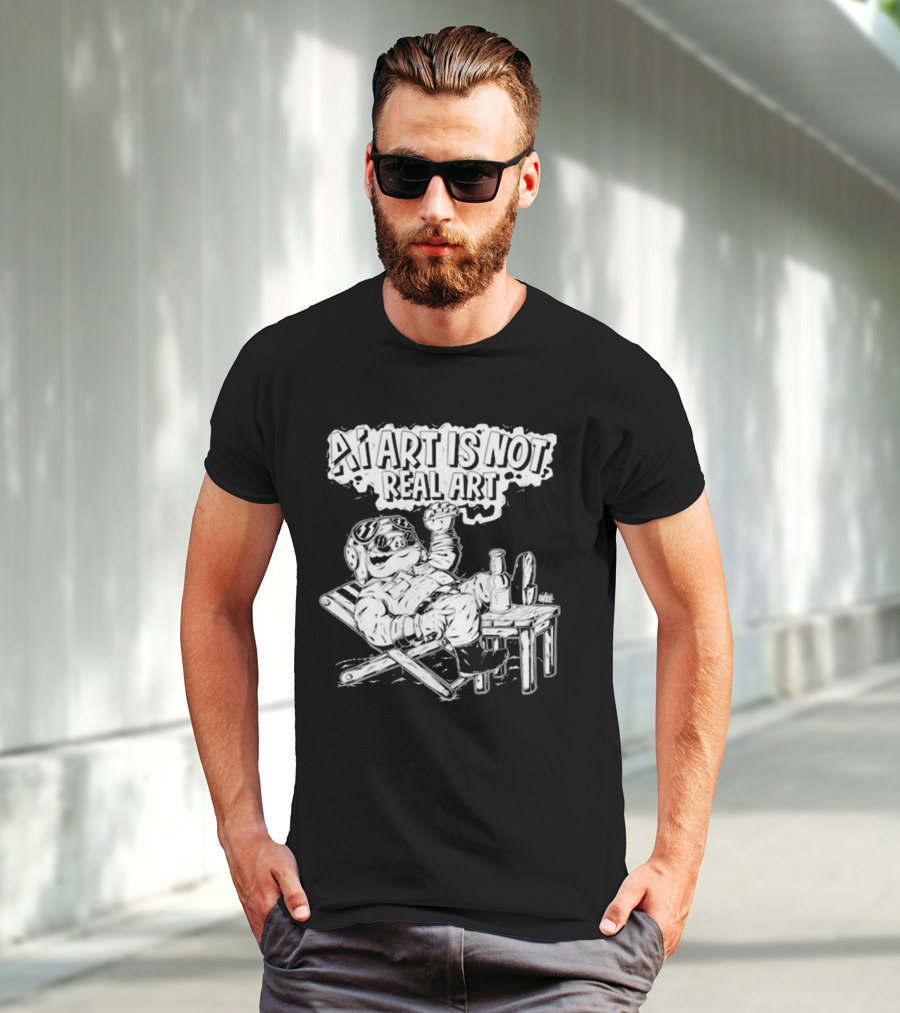 AI Art Is Not Real Art Beach Bear Relaxing Olafh Ace T-Shirt