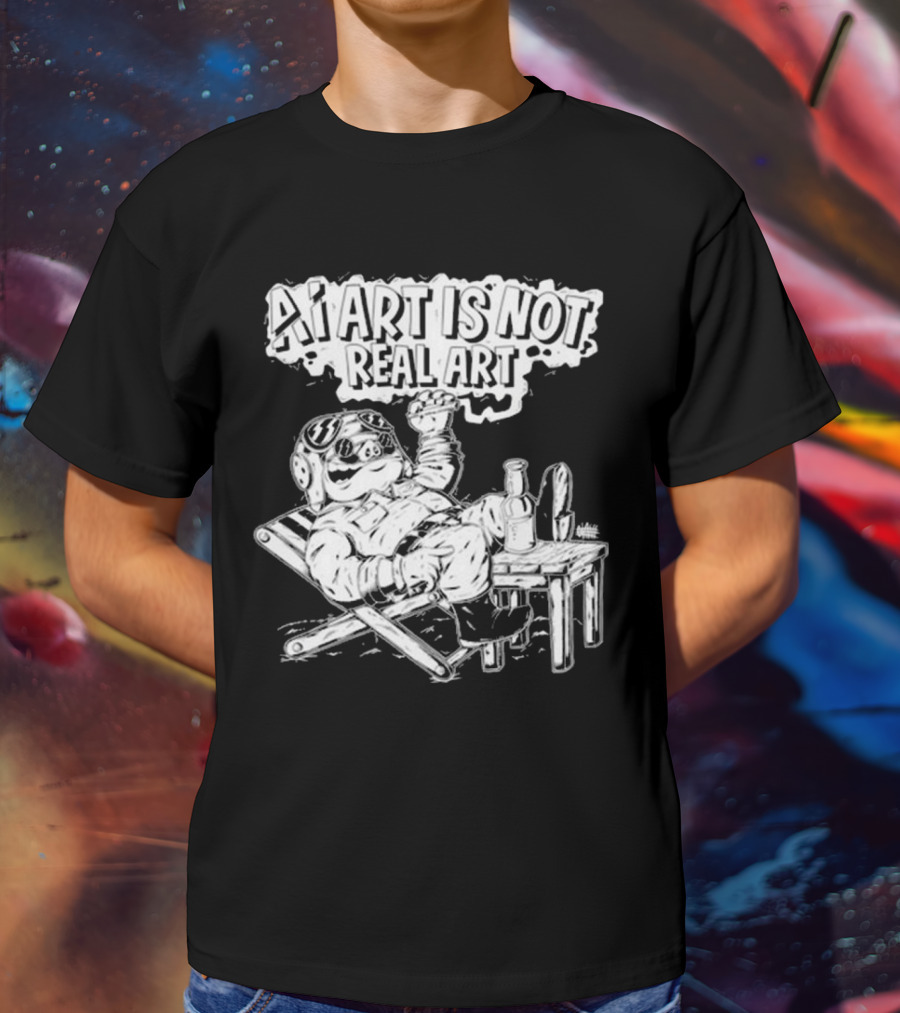 AI Art Is Not Real Art Beach Bear Relaxing Olafh Ace T-Shirt