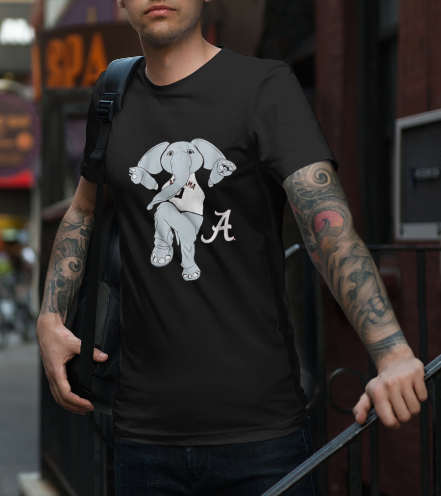Alabama Crimson Tide Big Al Elephant Mascot Dancing With Script A Initial T-Shirt