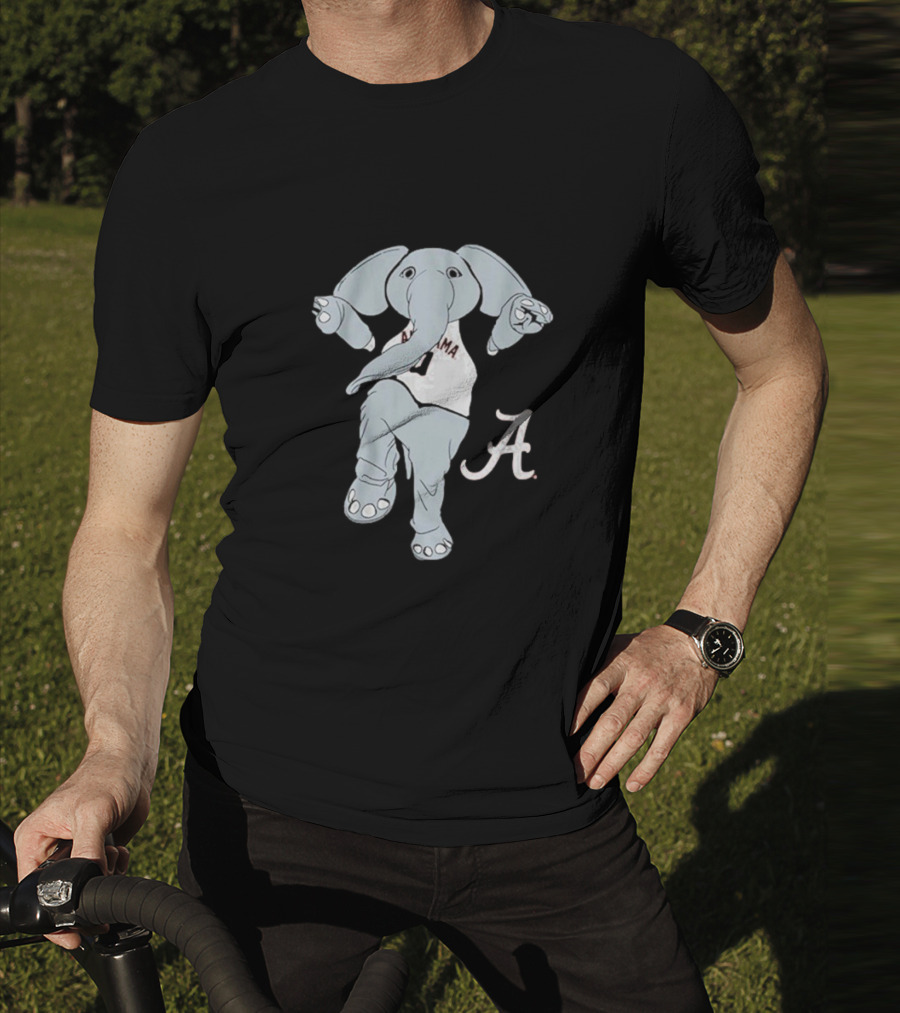 Alabama Crimson Tide Big Al Elephant Mascot Dancing With Script A Initial T-Shirt