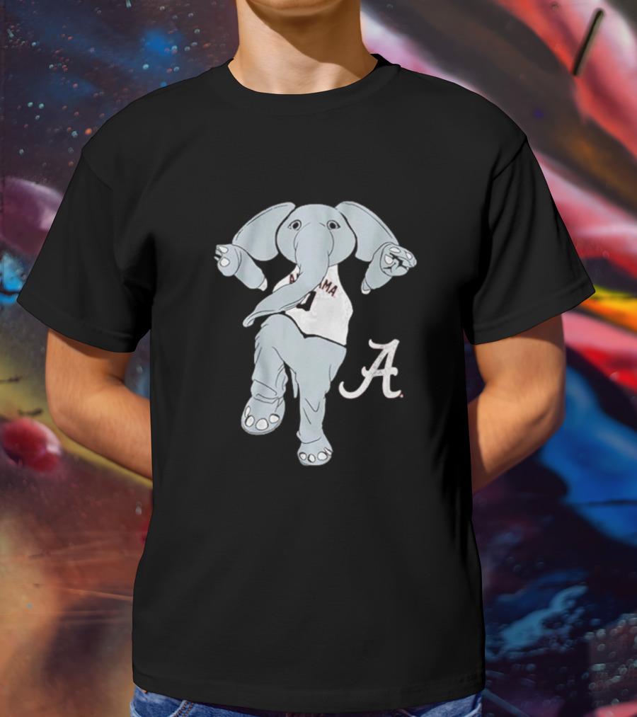 Alabama Crimson Tide Big Al Elephant Mascot Dancing With Script A Initial T-Shirt