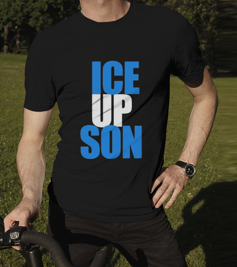 Albert Breer Ice Up Son Bold Blue And White Text T-Shirt