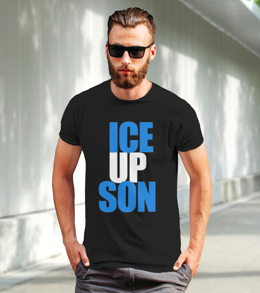 Albert Breer Ice Up Son Bold Blue And White Text T-Shirt