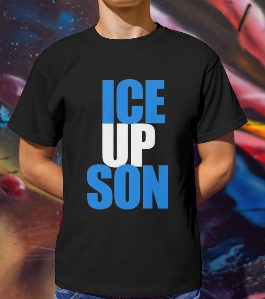 Albert Breer Ice Up Son Bold Blue And White Text T-Shirt