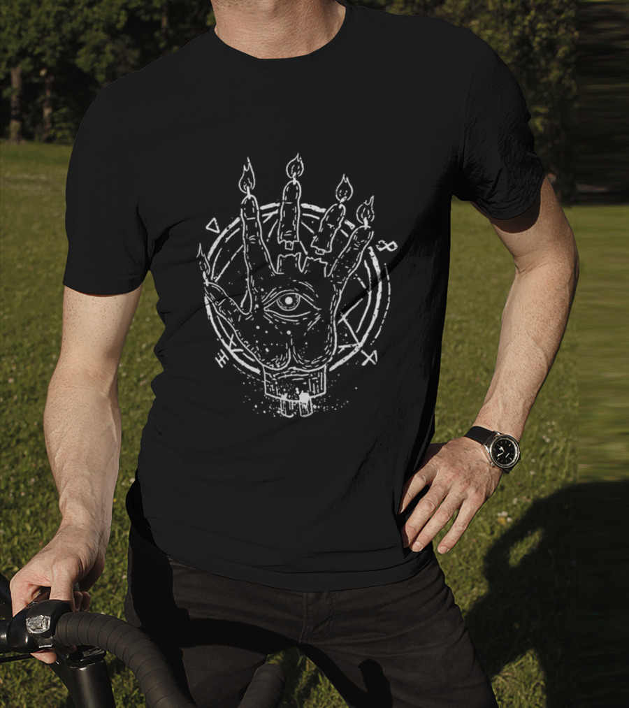 Aleister Black Candle Hand Symbol With Eye And Circle T-Shirt