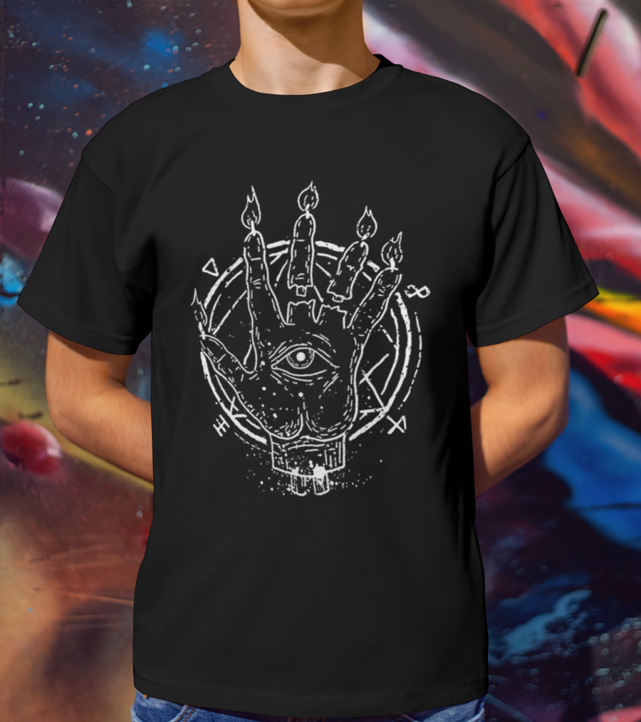 Aleister Black Candle Hand Symbol With Eye And Circle T-Shirt