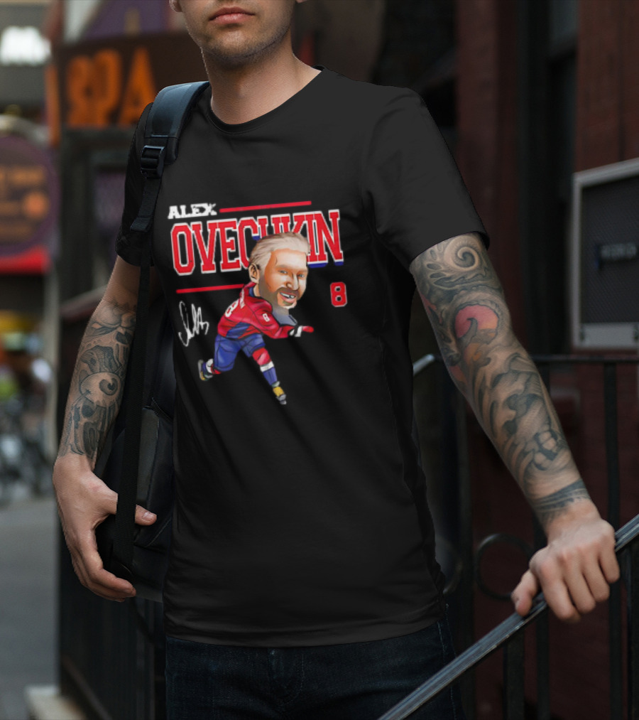 Alex Ovechkin Washington Capitals NHL Vintage Cartoon Signature 8 T-Shirt