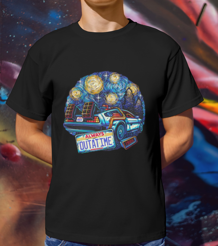 Always Outatime Back To The Future 1985 Van Gogh Style Car T-Shirt