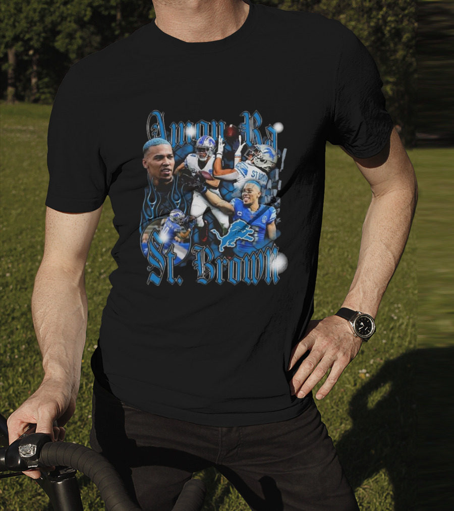 Amon Ra St. Brown Detroit Lions NFL Football Player Dynamic Collage T-Shirt
