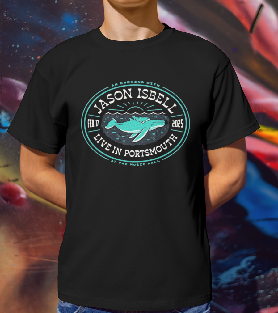 Jason Isbell Live In Portsmouth An Evening At The Music Hall Feb 17 2025 Whale Design T-Shirt