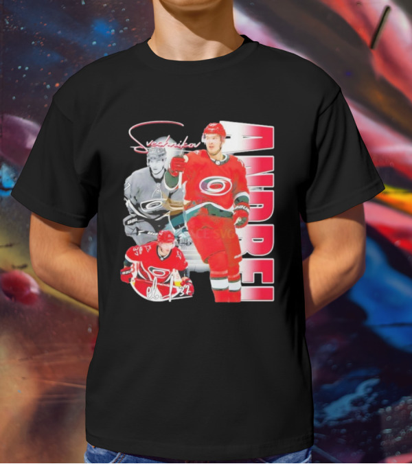 Andrei Svechnikov Carolina Hurricanes NHL Player 37 Signature T-Shirt