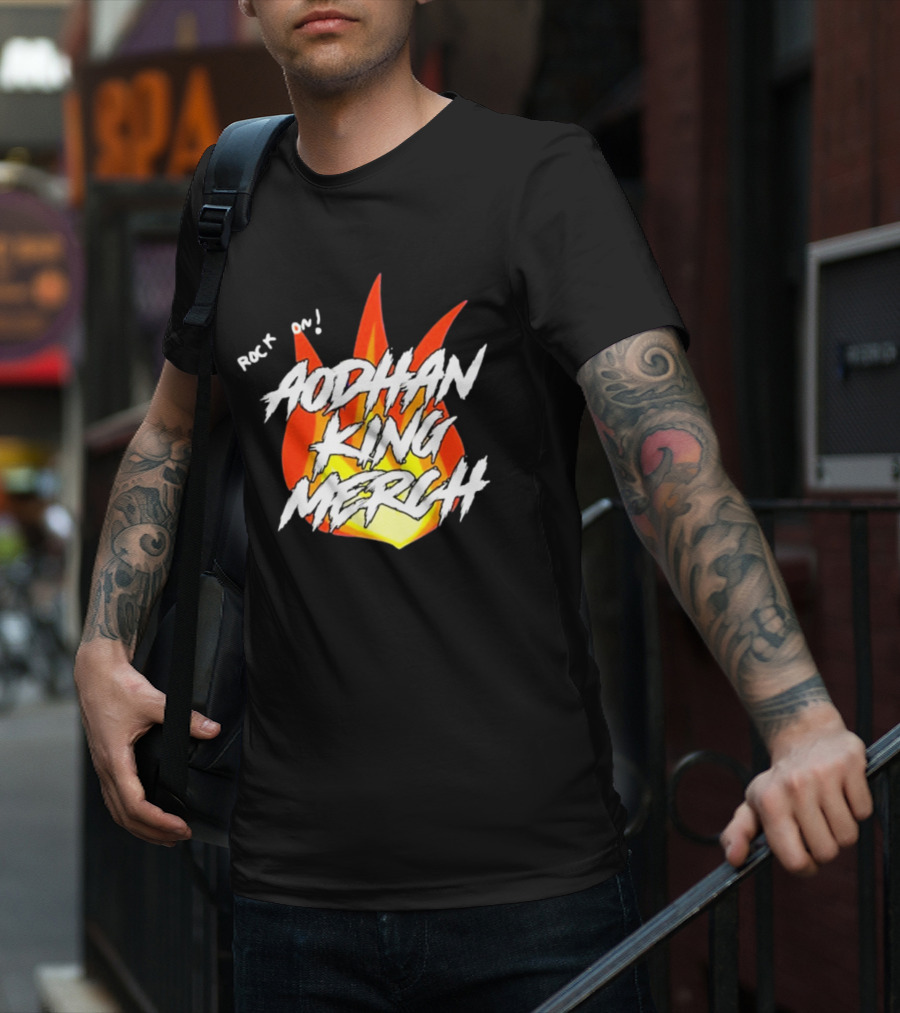 Aodhan King Rock On Flames Merch T-Shirt
