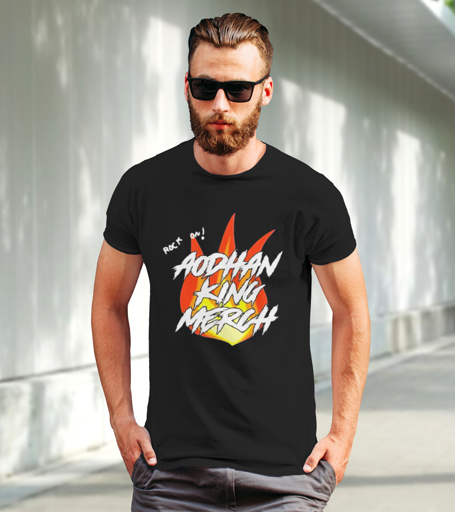 Aodhan King Rock On Flames Merch T-Shirt