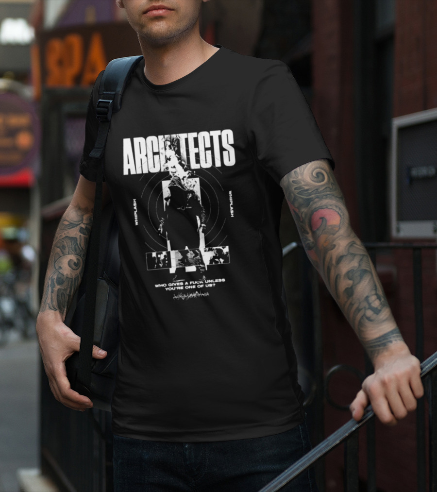 Architects Whiplash Flame Target Circles And Who Cries A Flame Fades You’re One Of Us Text T-Shirt