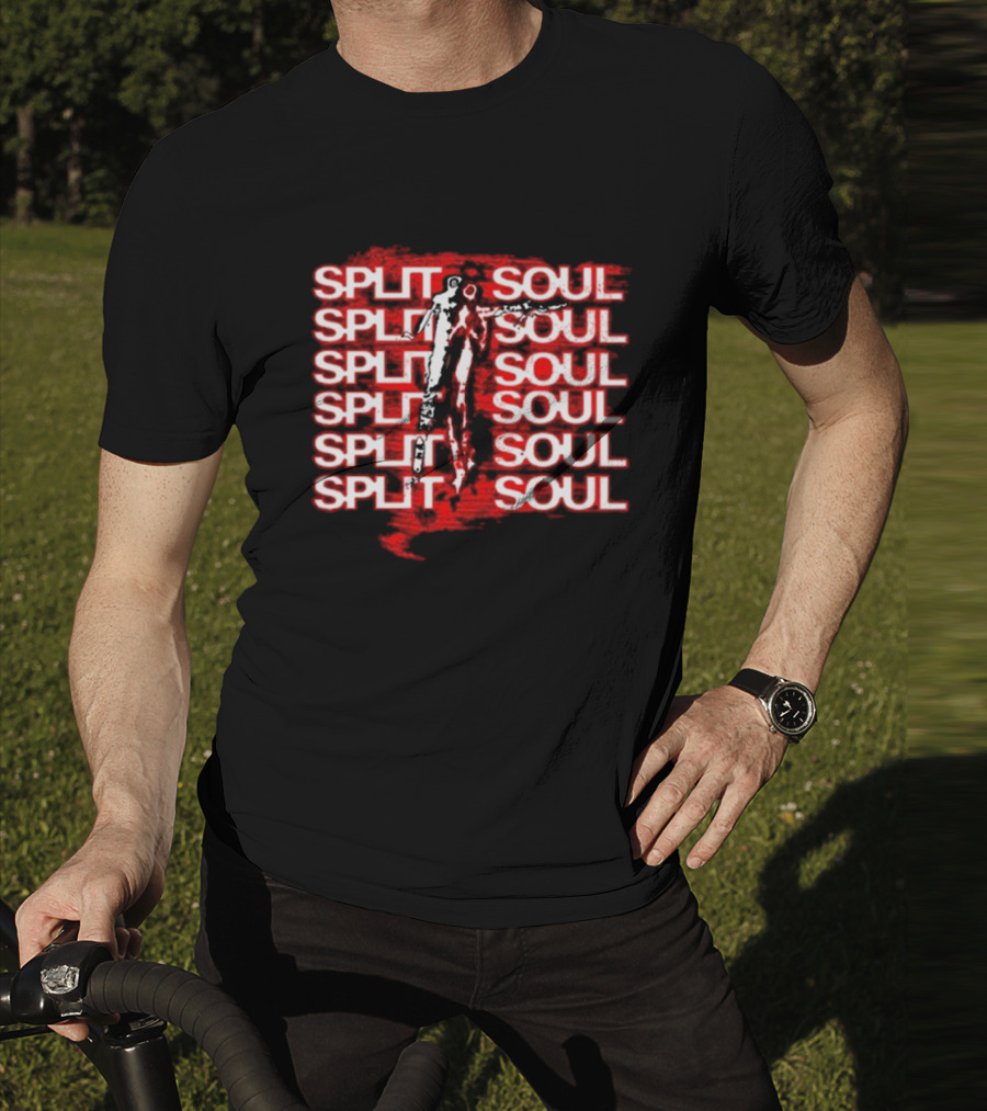 Artiomusic Artio Split Soul Repeated Text With Figure Overlay T-Shirt