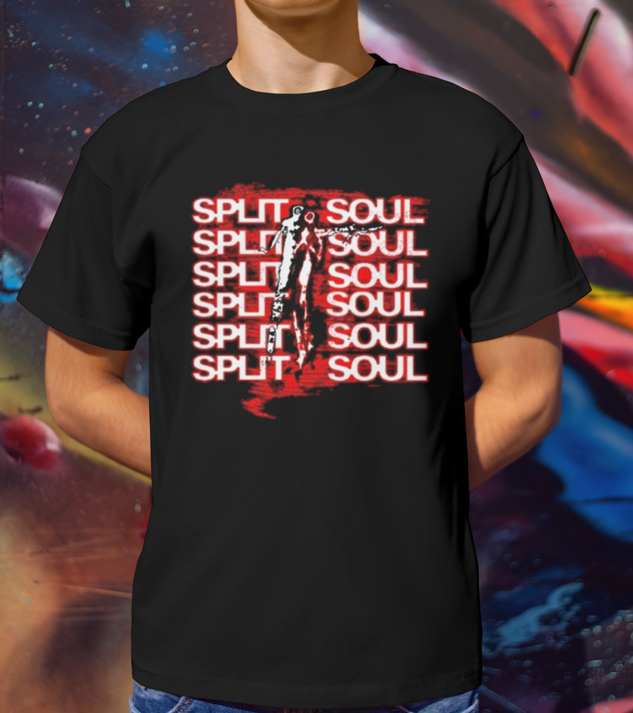 Artiomusic Artio Split Soul Repeated Text With Figure Overlay T-Shirt