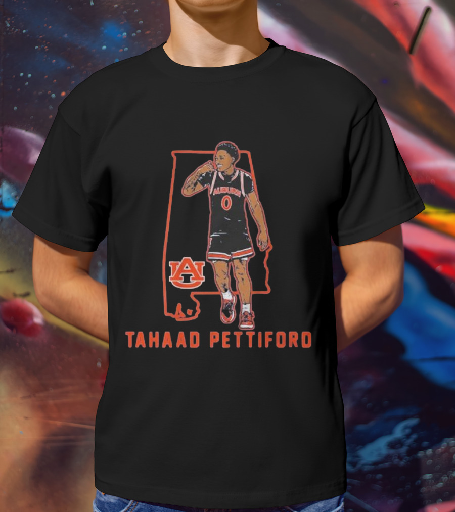Auburn Basketball Tahaad Pettiford 0 Alabama Map T-Shirt