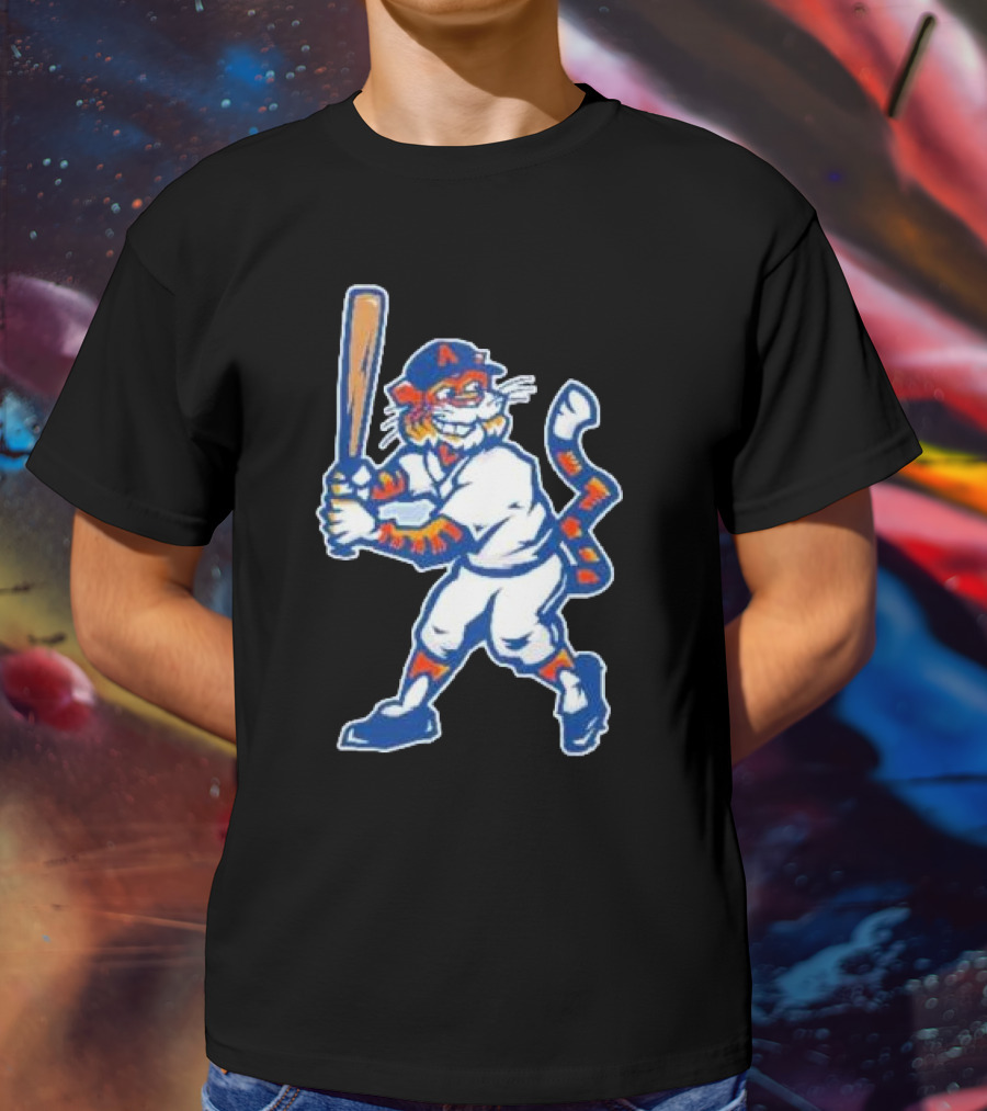 Auburn Tigers Aubie Baseball Mascot Holding Bat T-Shirt