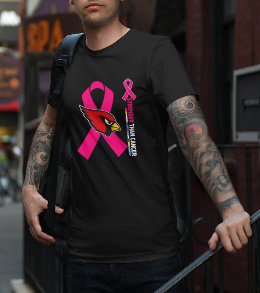 Arizona Cardinals Stronger Than Cancer Awareness Pink Ribbon T-Shirt